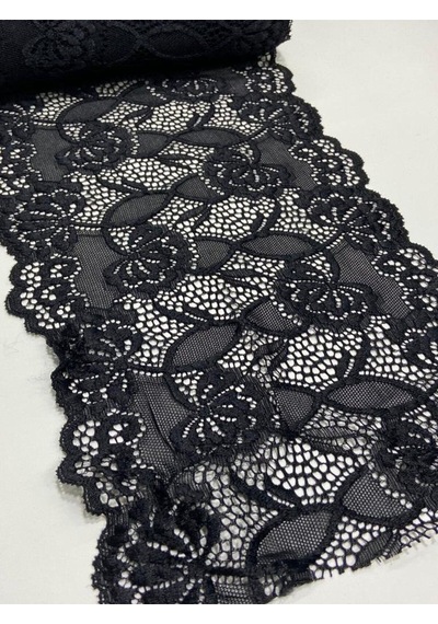 Likralı Dantel Esnek Dantel 1 Metre Siyah