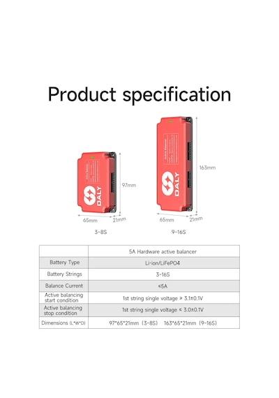 Daly 16s 5a Aktif Balancer Li-ion / Lifepo4 / Lto Hücre Dengeleyici Yüksek Hızlı Equalizer