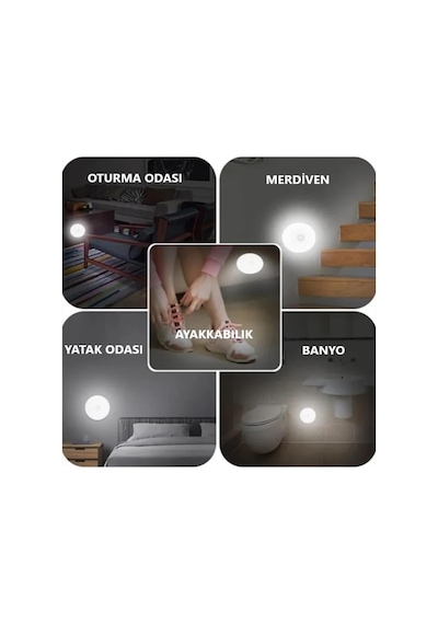 Harekete Duyarlı Sensörlü Sarjlı Mıknatıslı Gün Işık Led Mutfak, Banyo, Yatak Odası Led Işık 6 Günışığı