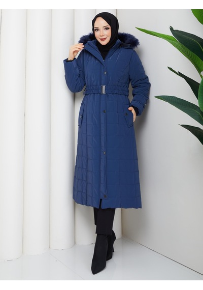 Eslemnur Nova Kumaş Şişme Mont 115cm Mavi