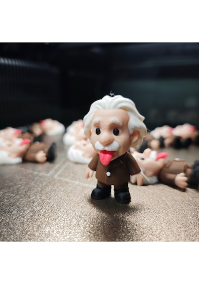 Albert Einstein Dil Çıkaran Hareketli Anahtarlık Ve Mini Dekoratif Figür 2 Adet