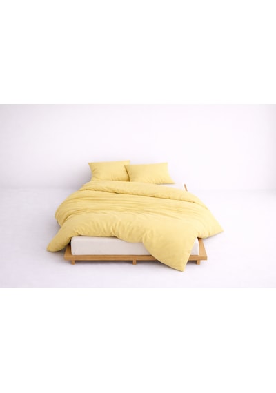 Lüks Ranforce Kumaş %100 Pamuklu Tek Kişilik Nevresim Takımı 160x220 Lastikli Çarşaf 120x200+30 Sarı