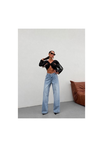 Kene Jeans Buz Kar Yan Cep Ön İşlemli Tam Kalıp Bol Paça Kot/denim Pantolon Buz Kar