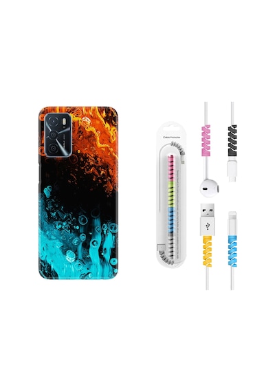 Oppo A16 Kılıf Kablo Koruyuculu Orange Blue Color 1665
