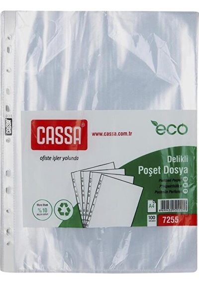 Marka: Cassa Poşet Dosya Eco 30 Mikron 100'lü 10 Paket 1000 Adet Kategori: Dosyalar Diğer