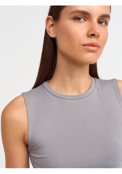 Dilvin Crop Top 101a30125 Gri