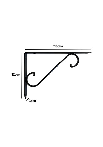 Raf Altı Ferforje Demir Tutucu L Raf Demiri Duvar Sabitleyici Metal Siyah 2 Adet 23cm X 15cm Siyah