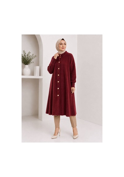 Hıra Co. Kadın Sakallı Triko Hırka Önü Düğmeli Oversize Uzun Kollu Diz Boyu Örme Hırka Bordo Bordo Hıra Co. Kadın Sakallı Triko Hırka Önü Düğmeli Oversize Uzun Kollu Diz Boyu Örme Hırka Bordo Bordo