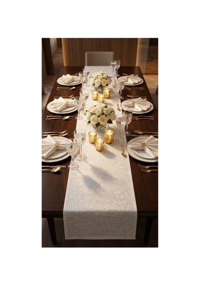 %100 Pamuk Özel Desenli Dikdörtgen Runner 40x110 Beyaz - 900579047 Beyaz