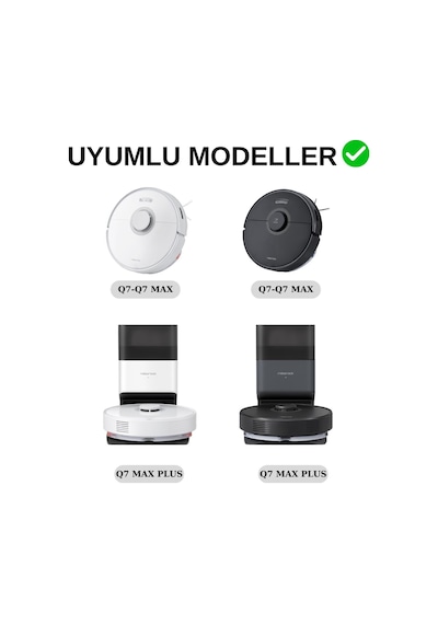 Roborock Q7 Max Beyaz Uyumlu Fırça Mop Seti-4 Parça