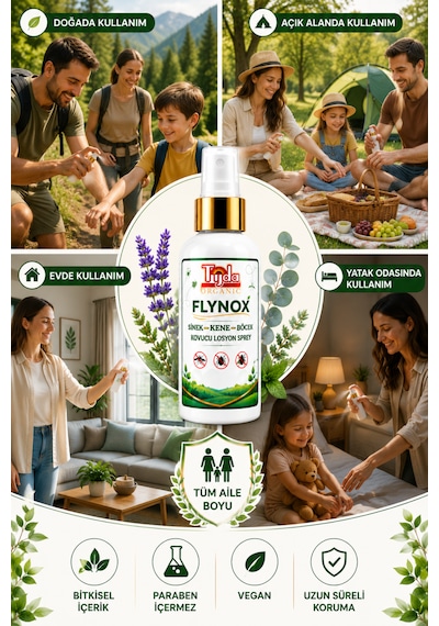 Tijda Flynox Sinek Böcek Kene Kovucu Losyon Sprey 150 Ml Doğal Bitkisel Tüm Vücut Seyahat Tatil Boy
