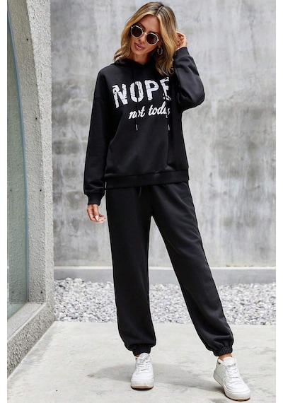 Uyguntarz Unisex Nope Baskılı Eşofman Takımı Siyah