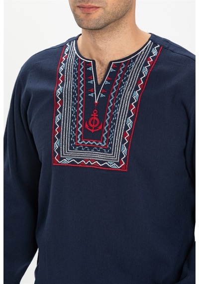 Uzun Kol Şile Bezi Bisiklet Yaka Bahriyeli Erkek T-Shirt Lacivert