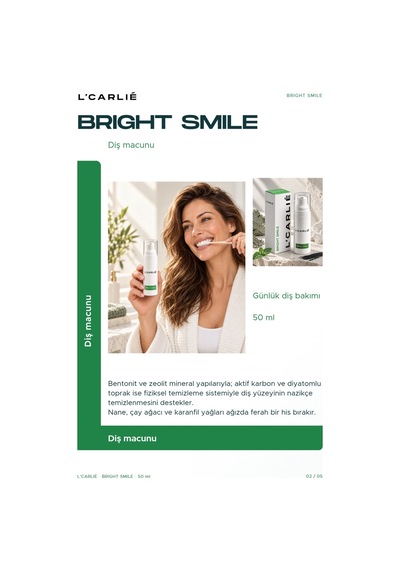 L'carlıe Bright Smile Bitkisel Diş Macunu Naneli 50 Ml