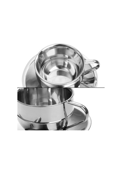 4 Paket Paslanmaz Çelik Kahve Fincanı Seti, Kaşık Ve Tabaklı 6 Oz Kahve Kupaları, Çift Duvarlı Espresso Kupalar Diğer