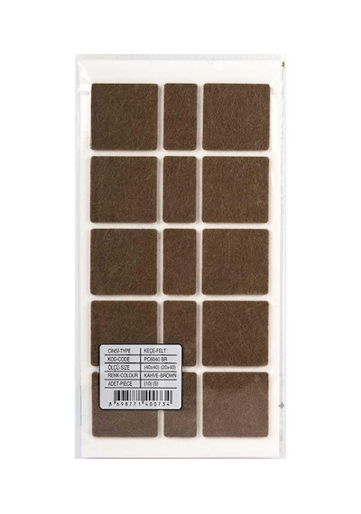 Yapışkanlı Masa Sandalye Keçesi Zemin Koruyucu Keçe Yuvarlak 1 Paket 40 Mm X 40 Mm Kahverengi