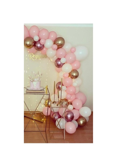 Krom Pembe Krom Gold Pastel Beyaz Pembe Balon Konsept Balon A
