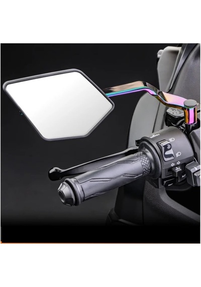 Motosiklet İridyum Renk Universal Katlanır Ayna Seti Rüzgar Kanatlı Modifiye Renkli Motosiklet Ayna KARBON