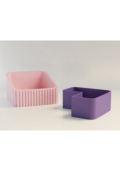3d Baskı Fıstık Kasesi - Çift Hazneli Kabuk Ayırıcı Sunum Kasesi - Pembe Mor