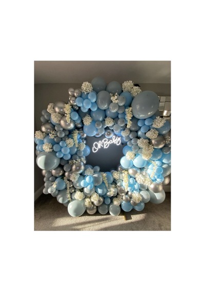 Krom Beyaz Altın Makaron Mavi Ve Gri Balon Zinciri 100 Adet Mix