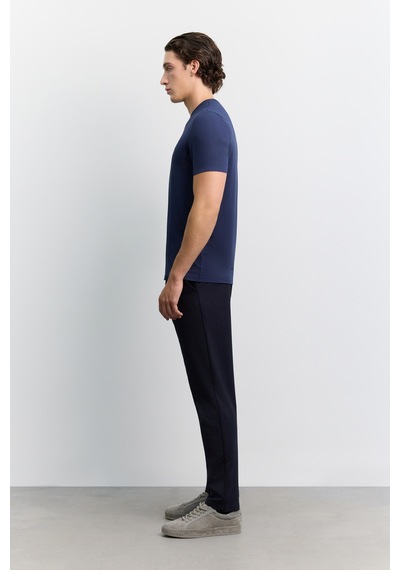 Avva Erkek Lacivert Bisiklet Yaka Soft Touch Premium Basic Regular Fit T-shirt A62y1037