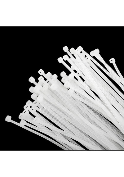 Tr 100 Adet Cırt Kelepçe 4,8x380 Mm Plastik Beyaz Renk Zip Kablo Bağı Çok Amaçlı Bağlama