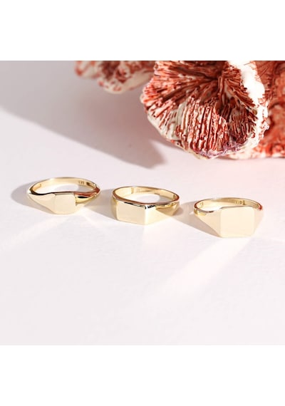 14K Altın Şövalye Yüzük (Kişiselleştir) Dikdörtgen 0,6 Cm 552977801