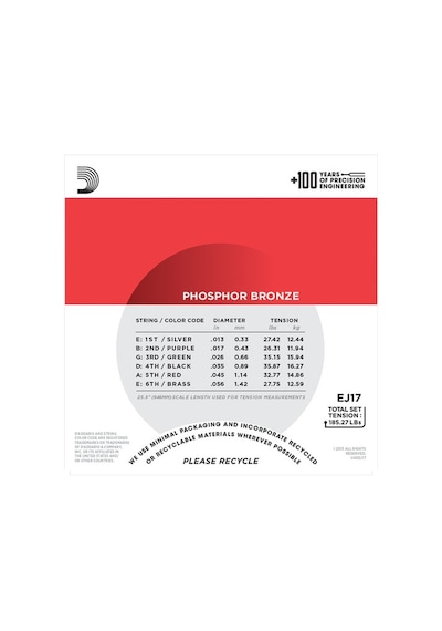 D'addario Ej17 Phosphor Bronze. Medium. 13-56 Takım Tel Akustik G