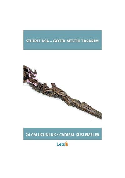 Polyester Sihirli Asa 24 Cm Gotik Cadı Aksesuarı 1 Adet