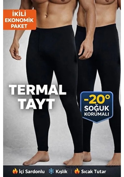 Qulat 2'li Ekonomik Pamuklu Termal Tayt İçlik/unisex Siyah