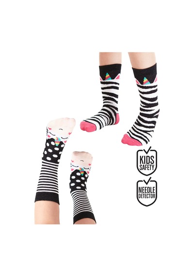 Kız Çocuk Zebra Desenli Pamuklu Siyah 2'li Paket Çorap 2-9 Yaş