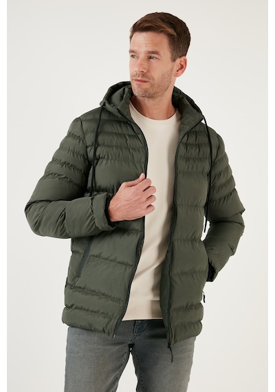 Buratti Su Itici Slim Fit Soğuğa Ve Rüzgara Dayanıklı Kapüşonlu Şişme Erkek Mont 649005 Haki