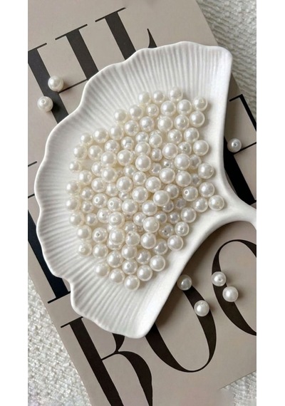 100 Gram - İnci Boncuk - 12 Mm Renk : Beyaz