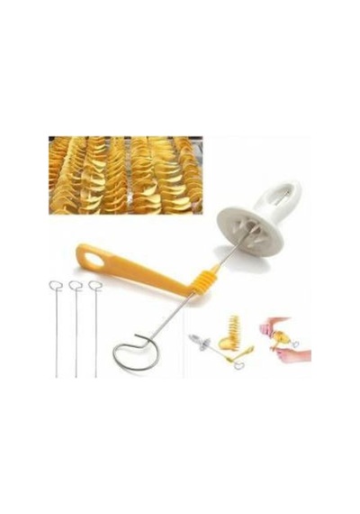 Pratik Çubukta Spiral Patates Dilimleme Seti 4 Adet Metal Şiş Hediyeli - 862922787