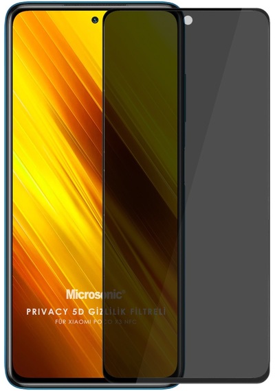 Microsonic Xiaomi Poco X3 Pro Privacy 5d Gizlilik Filtreli Cam Ekran Koruyucu Siyah