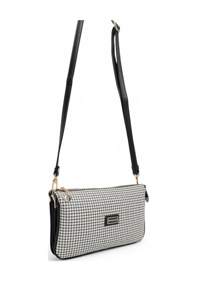 Silver & Polo Silver Polo Siyah - Siyah Kaz Ayağı Ekose Kadın Çapraz Çanta Sp1291