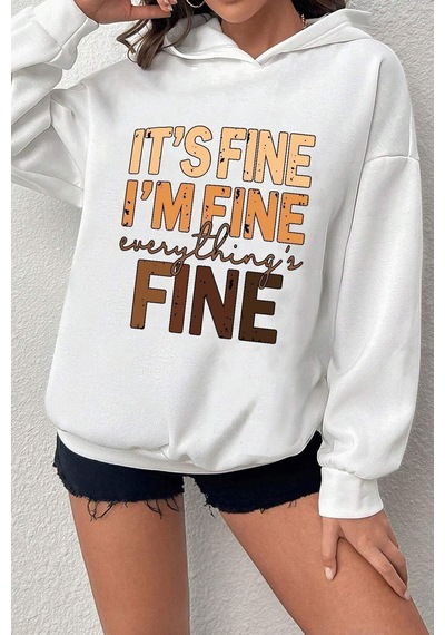 Uyguntarz Unisex Oversize Fine Baskılı Sweatshirt beyaz