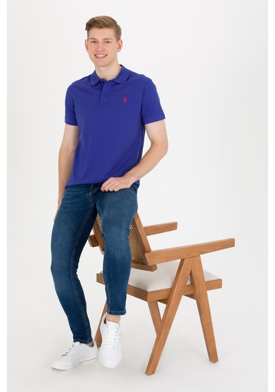 U.S. Polo Assn. Erkek Mavi Basic Polo Yaka Tişört 50262933-VR212