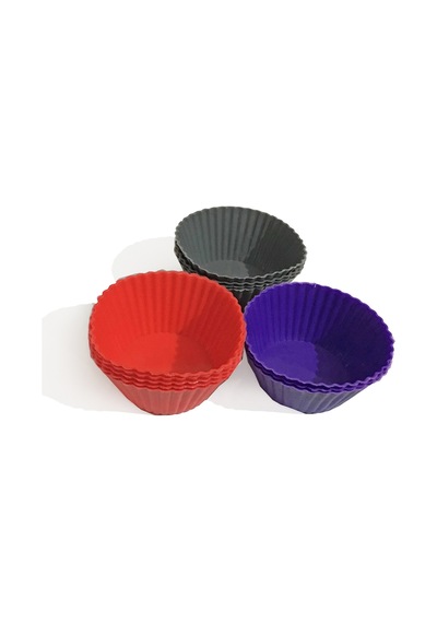 Silikon Muffin Kek Kalıbı Yapışmaz 6 Adet Gri Silikon Gri Diğer