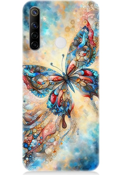 Realme 6i Uyumlu Renkli Kelebek Desenli Silikon Kılıf