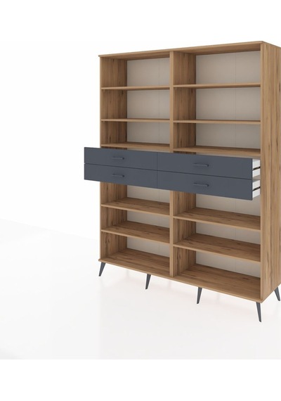 Hyperion Gardrop 10 Raflı 4 Çekmeceli 176x44x221 Çam-çam/antrasit Çam/antrasit Hyperion Gardrop 10 Raflı 4 Çekmeceli 176x44x221 Çam-çam/antrasit Çam/antrasit