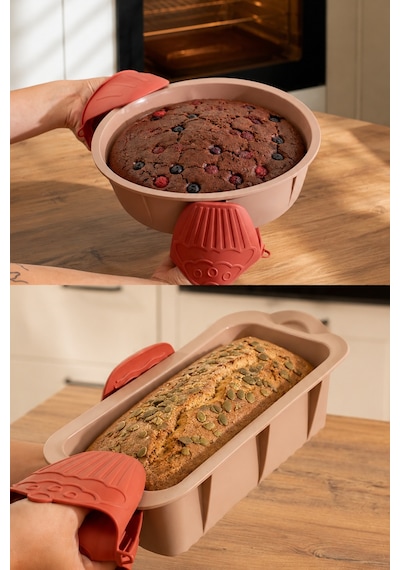 Porsima 2li Silikon Ekmek Kalıbı Kek Kalıbı Seti Krem