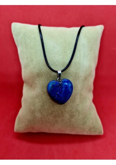 Sertifikalı Doğal Lapis Lazuli Taşı Kalp Kolye Zincir Dahil Çok REnkli