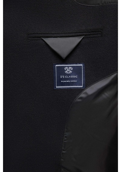D's Damat Ds Damat Regular Fit Siyah Balıksırtı Kruvaze Palto 3hf0832200151 001