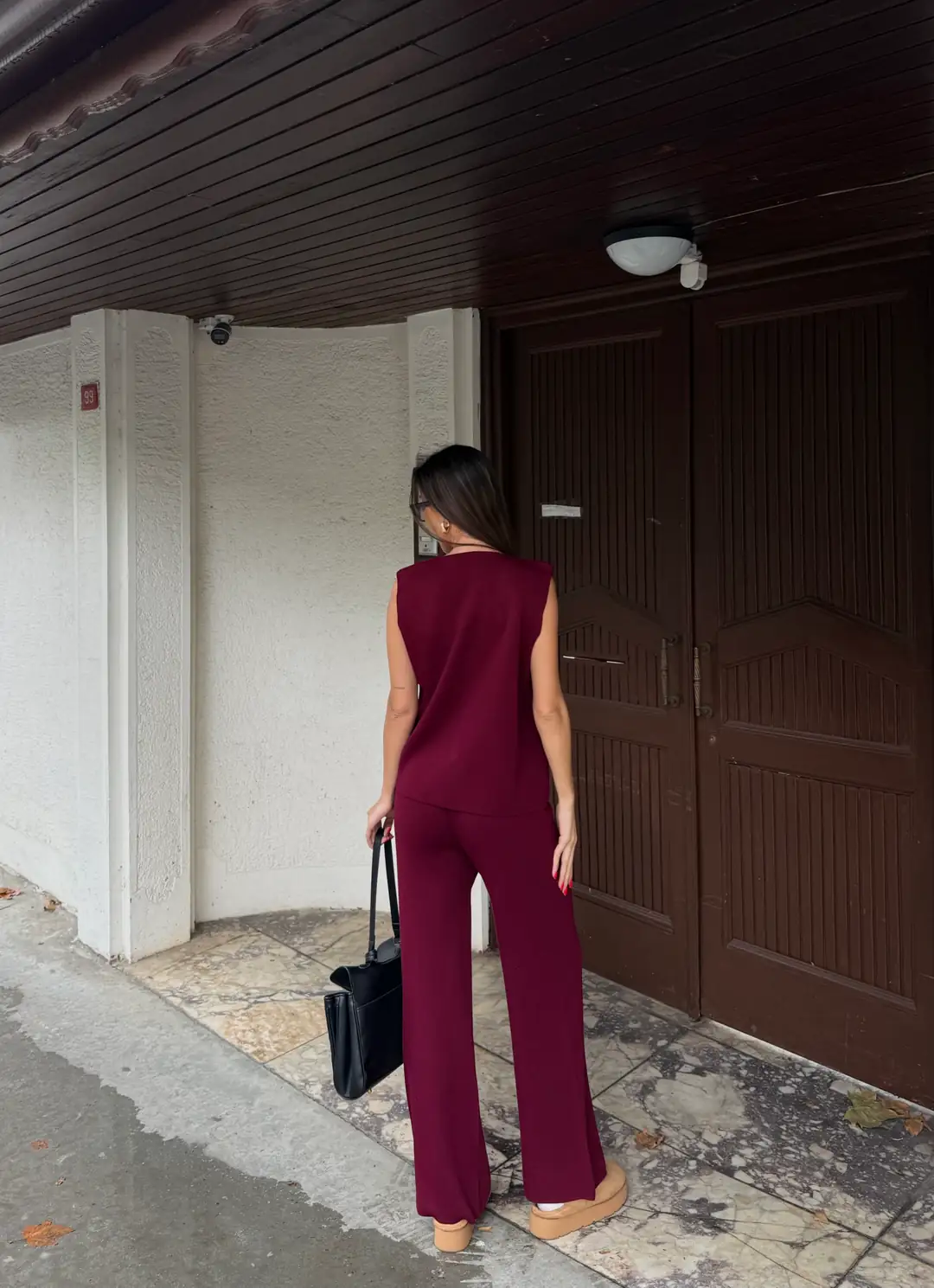 Lirya Prive Yelek Ve Palazzo Pantolon İkili Takım Bordo