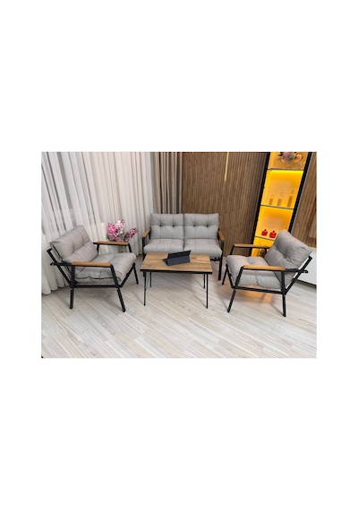 Houseart Menekşe Balkon, Bahçe,teras,cafe - Salon - Metal Kanepe Koltuk Takımı - 2 1 1 Sehpa Açık Gri Houseart Menekşe Balkon, Bahçe,teras,cafe - Salon - Metal Kanepe Koltuk Takımı - 2 1 1 Sehpa Açık Gri