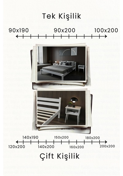 Letto Masif Ahşap Karyola Ve 2 Adet Komodin Beyaz 90x200