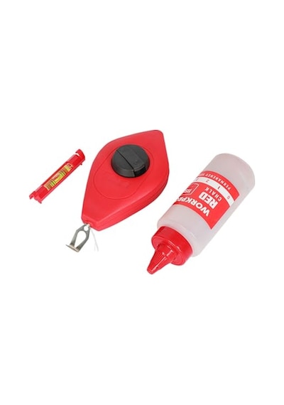 Wp329019 Çizim İpi Seti 115gr Kırmızı Çizim İpi Boyası + Mini Su Terazisi + 30m Çizim İpi
