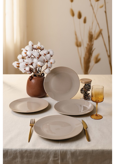 Keramika Taupe Ege Servis Tabağı 26 Cm 4 Adet 594 Krem