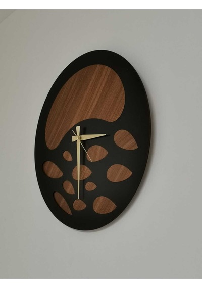 Nova Model Ahşap Duvar Saati 50 X 50 Cm Sessiz Mekanizma Siyah Ceviz Renk